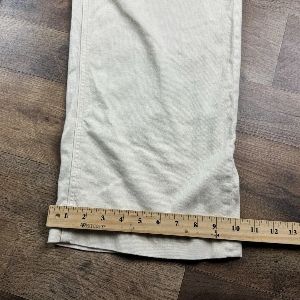 American Eagle Pants Womens 2 White Cargo Baggy Wide Leg Carpenter‎ Pale Yellow